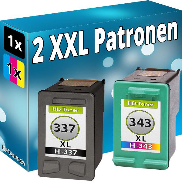 Image du produit Druckfuxx TINTE PATRONEN für HP 337+343 XL PhotoSmart C4180 D5160 BLACK SET