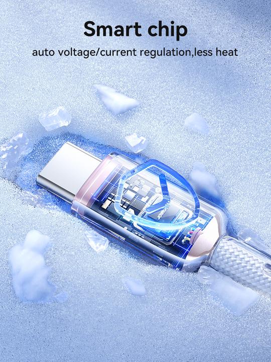 Actual product image Joyroom S-A42 Crystal Clear Series Fast Charging Data Cable Type-C to Type-C 60W 1.2m White (1.20 m)