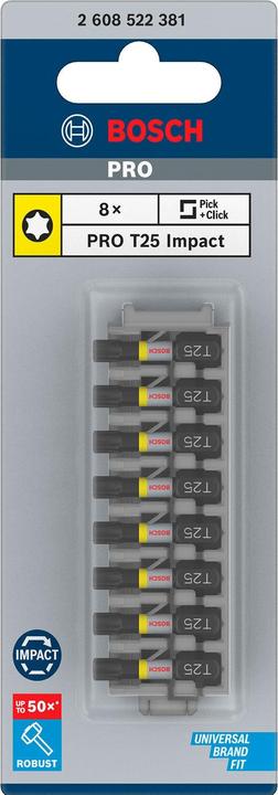 Actual product image Bosch Zubehör PRO Torx Impact Bit, T25, 25 mm, 8 pcs. (Hexagon socket TX M25)