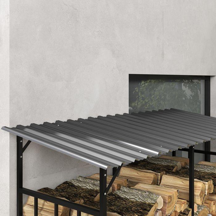 Produktbild Swisshandel24 Kaminholzregal aussen, Kaminholzunterstand 1,17 m³ Brennholzregal mit Metalldach