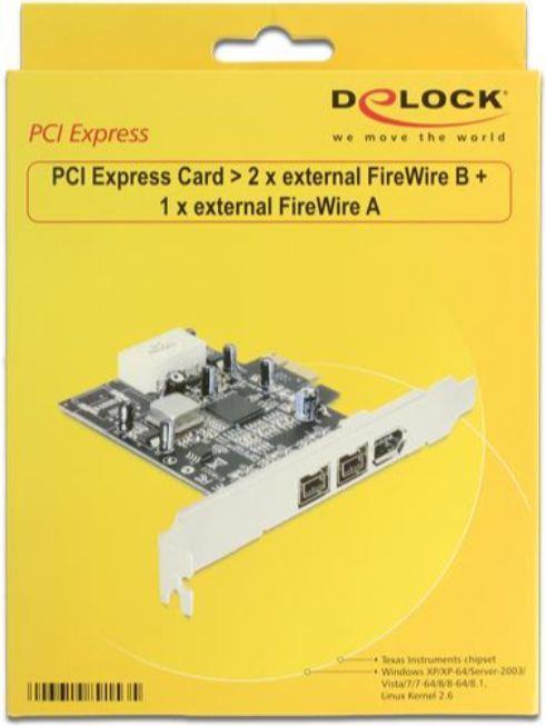 Produktbild Delock 89153, PCI-E x1 zu 2x 1394B + 1x 1394A
