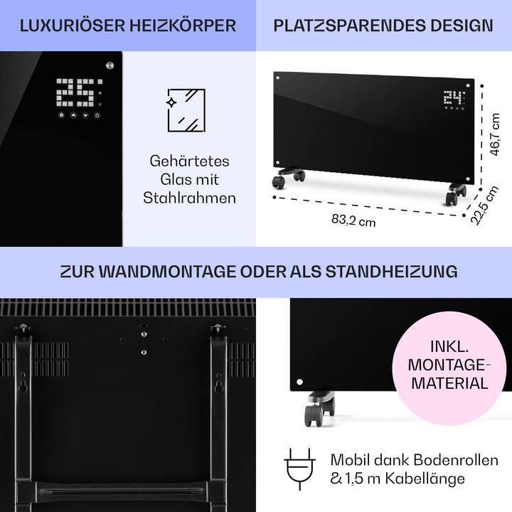 Produktbild Klarstein Elektroheizung, Schwarz, Bornholm - 40 m2 (2000 W)