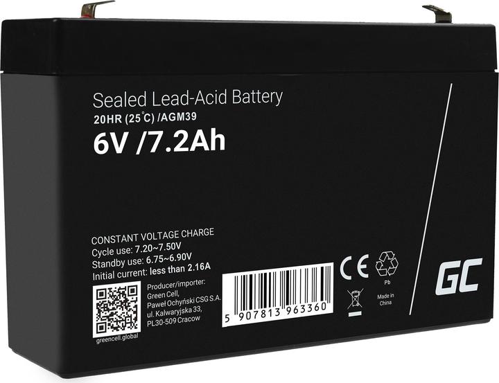 Produktbild GreenCell Battery AGM VRLA 6V 7.2Ah - Batterie - 7.200 mAh (6 V, 7.20 Ah)