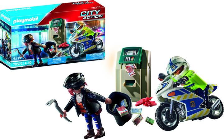 Actual product image Playmobil Police motorbike: pursuit of the money robber (70572, Playmobil City Life)