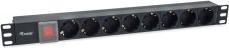 Actual product image equip Power strip 1HE8fach IEC C14 switch. bw