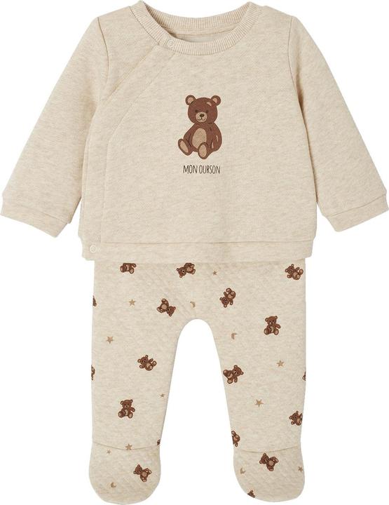Produktbild Vertbaudet Baby-Set mit Teddyprint: Wickeljacke & Hose (62)