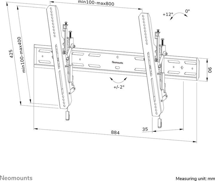 Produktbild Neomounts Wandhalterung WL35S-850BL18 Schwarz (Wand, 98", 60 kg)