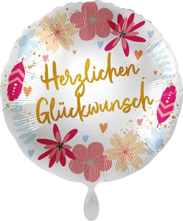 Produktbild Premioloon Herzlichen Glückwunsch Blumen Ballon (1 x)