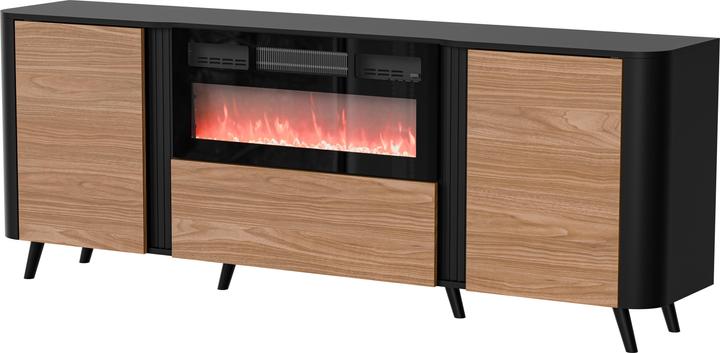 Cama Volare Kommode 200 x 39 x 75 cm schwarz/nussbaum + Kamin (200 x 39 x 75 cm)