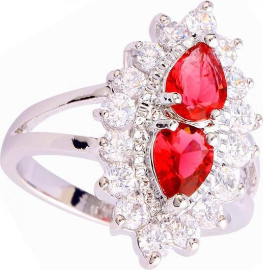 Hermex Auge der Vorsehung Versilberter Ring mit Spinell rubin Edelstein - Gr. 55 / Size 7 (7, 925 Silber)