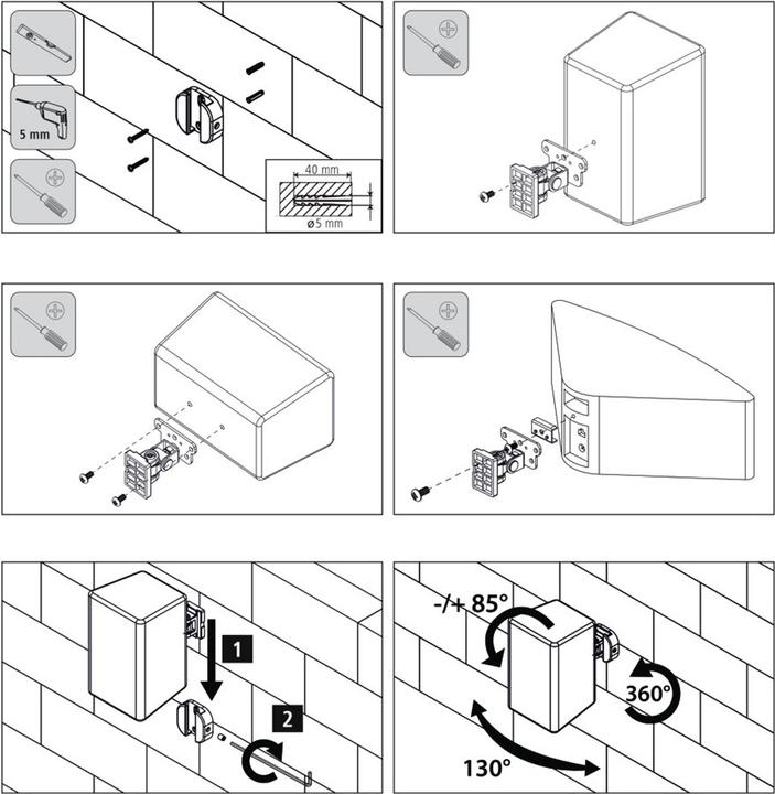 Image du produit Hama Haut-parleur sans fil universel (1 pièce, Installation murale, Inclinable, Pivotant)