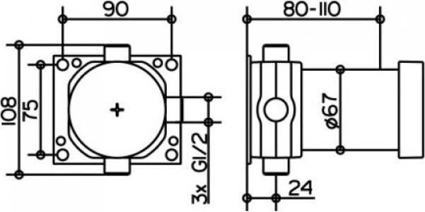 Actual product image Keuco Base body for IXMO diverter valve for 2 consumers