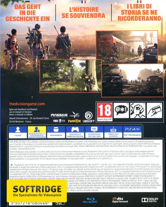 Immagine prodotto Ubisoft La Divisione 2 (PS4, DE)