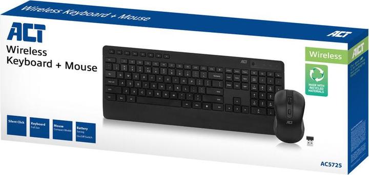 Produktbild Wireless keyboard and mouse bundle (Qwerty), silent click, eco-friendly, made from recycled mate (Eng. Int., Kabellos)