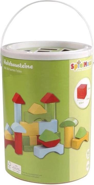 Actual product image Spielmaus PlayMouse wooden building blocks in drum