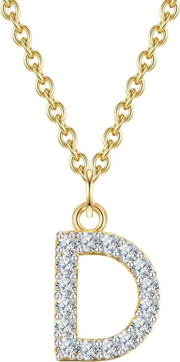 Produktbild Glanzstücke München Damen Buchstabe D Sterling Silber Zirkonia Gelbgold 45,0 cm Basiskette + 5,0 cm Verlängerung - 32152 (Sterling Silber, 40 - 45 cm)