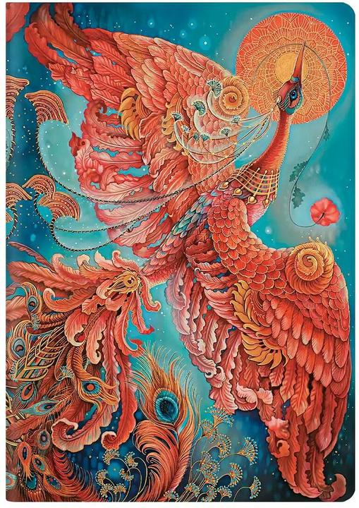 Actual product image Paperblanks Notebook Birds of Fortune A6, lined, blue / red (A6, Lined, Soft cover)