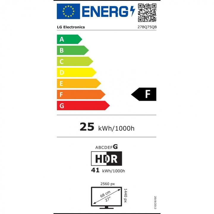 Energy Label LG 27BQ75QB-B (2560 x 1440 pixels, 27")