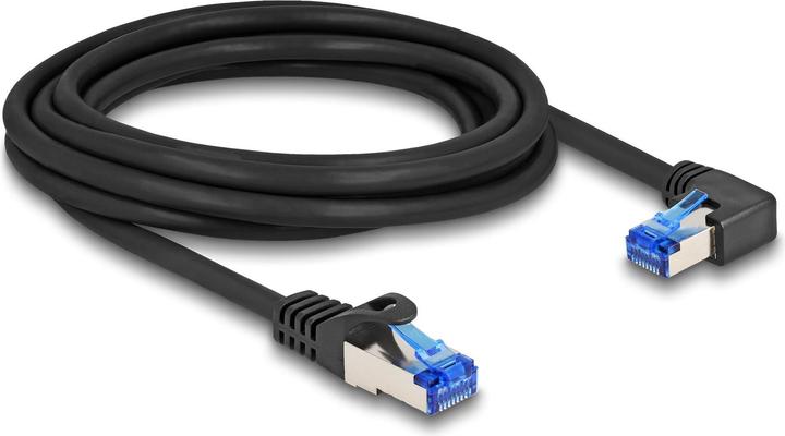 Image du produit Delock Câble réseau RJ45 Cat.6A S/FTP droit / coudé à droite 3 m noir (S/FTP, CAT6a, 3 m)