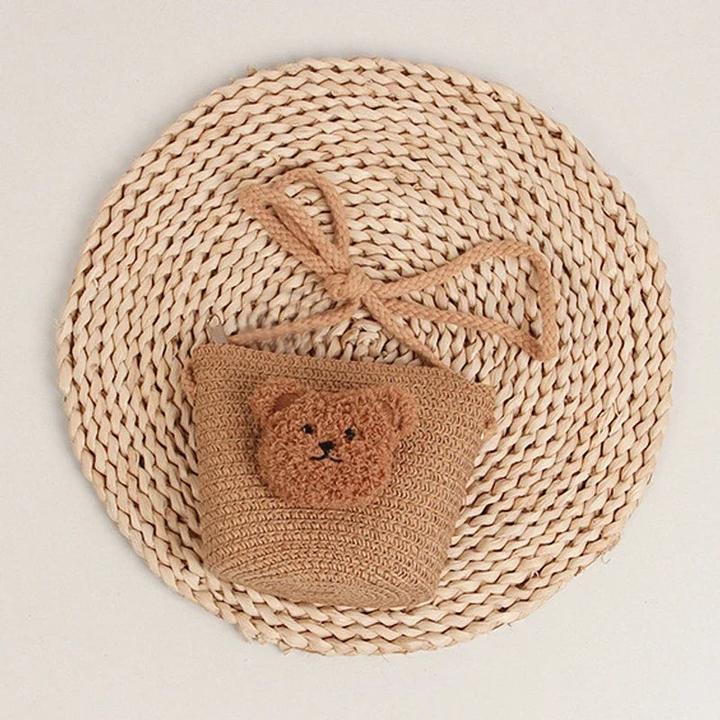 Only-Bags.Store Umhängetasche Sommer Stroh Wicker Handmade Mini Kids Crossbody Bag