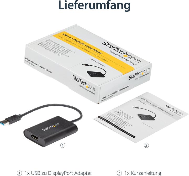 Produktbild StarTech USB 3.0 — DisplayPort (USB 3.0, 20 cm)