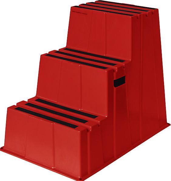 Twinco Escabeau en plastique à marches antidérapantes, force 150 kg, 3 marches, rouge. (Escabeau, 88.50 cm)