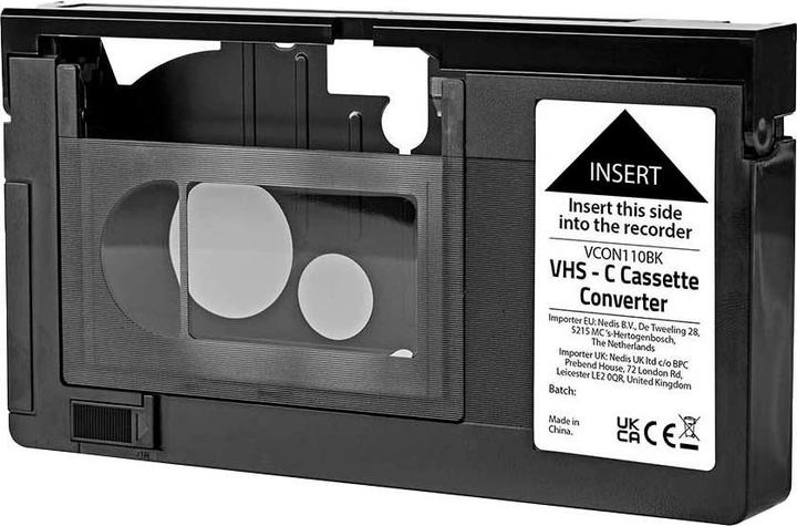 Actual product image Nedis VHS Converter Conversion: VHS-C to VHS Plug and Play Black
