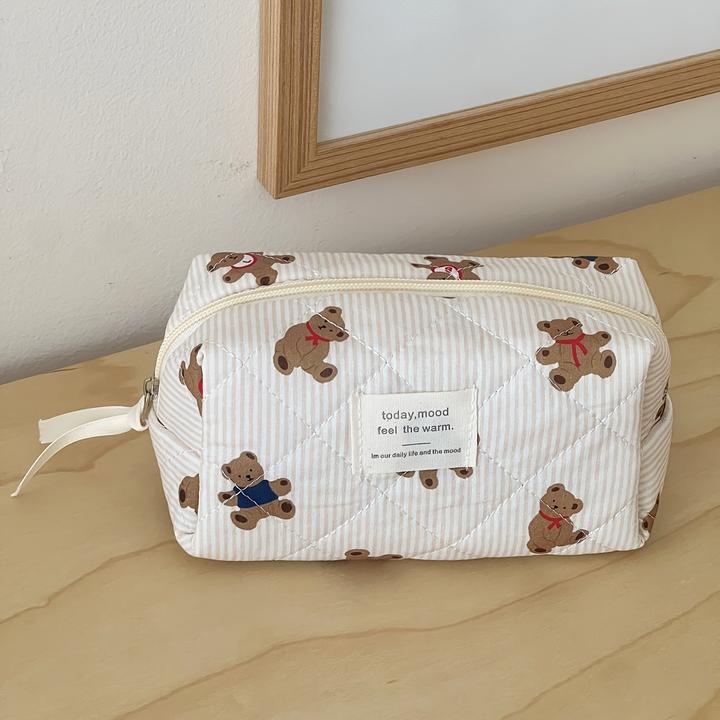 Only-Bags.Store Trousse de toilette matelassée en forme d'ourson - parfaite pour le voyage ou l'école - douce