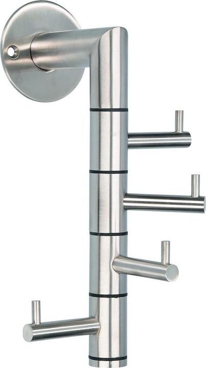 Actual product image Siro Kelvin wall coat rack 4 swivelling hooks, height 208 mm, fine polished stainless steel