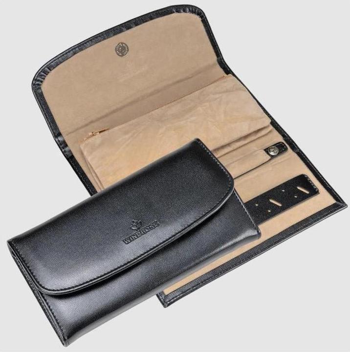 Actual product image Windrose Merino jewellery roll leather 20 cm