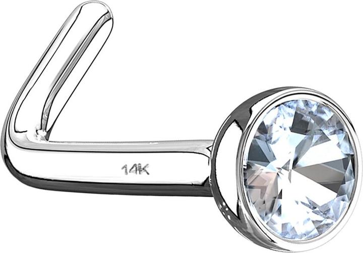 Produktbild Star Piercing Nasenstecker gewinkelt 14k weissgold mit Kristall silber (14k Gold, ohne Messing)