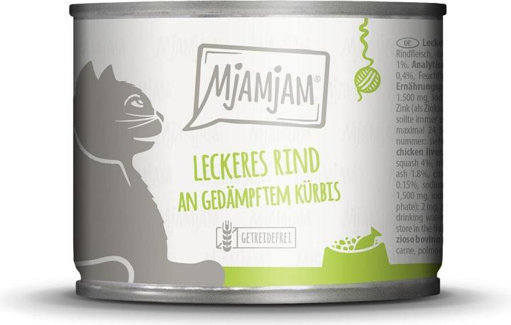 Produktbild Mjamjam Leckeres Rind an gedämpftem Kürbis (Adult, 1 Stk., 250 g)