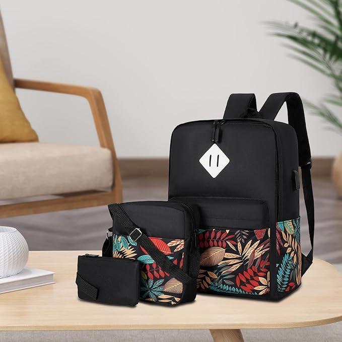 Image du produit Only-Bags.Store Classique modèle de feuilles sac à dos ensemble, sac à dos de stockage de grande capacité avec carré