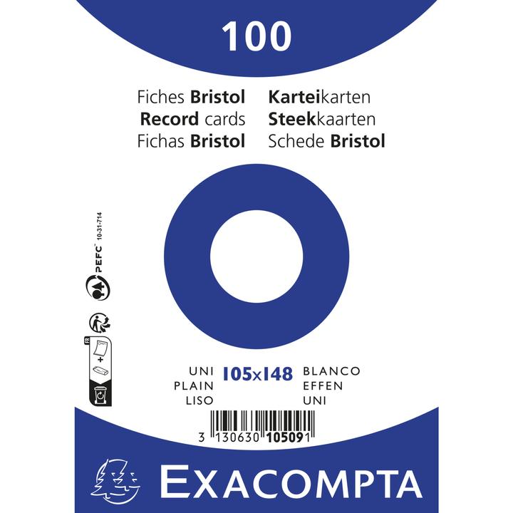 Image du produit Exacompta Fiche (A6, 205 g/m², 100 x)
