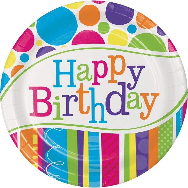 Actual product image Creative Party Bright & Bold Happy Birthday Party Plates (Pack of 8) (8 x)