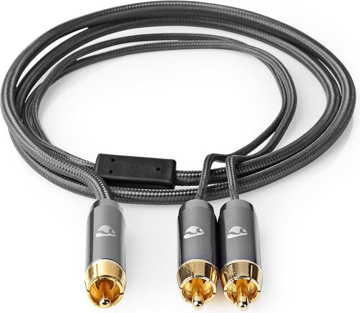 Produktbild Nedis Subwoofer Kabel | RCA | 2x RCA Stecker | Vergoldet | 3.00 m | rund | 4.5 mm | Grau / Gun Metal (3 m)