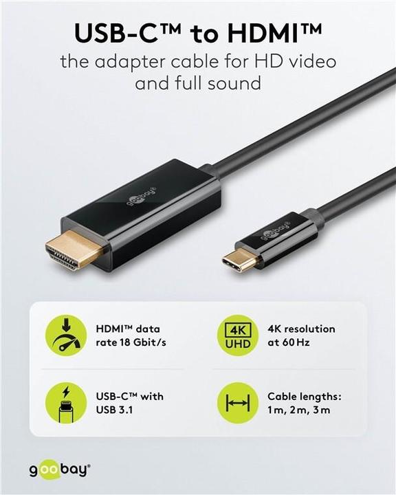Produktbild Goobay HDMI – USB C (1 m, HDMI, USB Typ C)