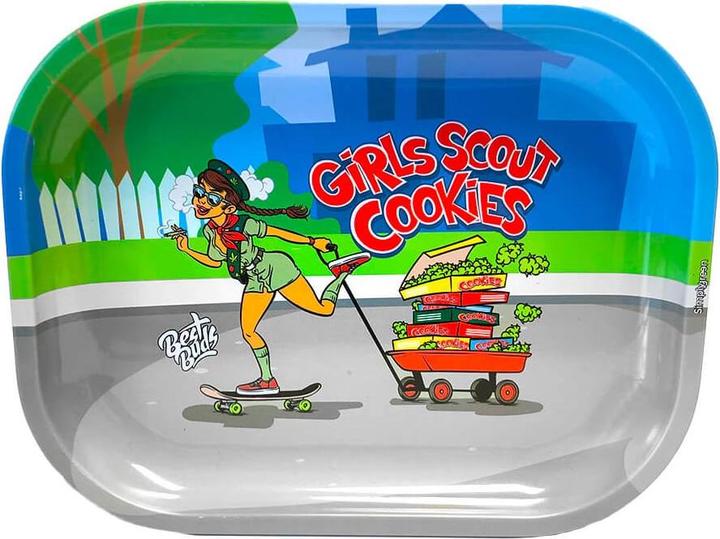 Actual product image Best Buds Thin Box Rolling Tray with Storage Girls Scout Cookies