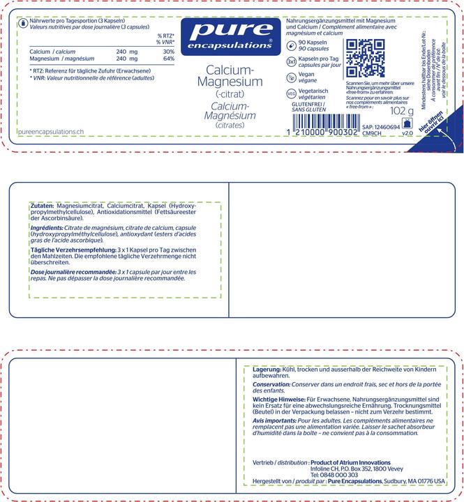 Nährwerte und Zutaten Pure encapsulations Calcium-Magnesium-Kapsel (90 Stück, Kapseln, 102 g)