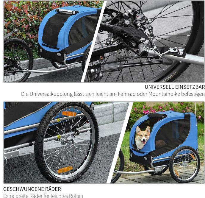 Produktbild Swisshandel24 Hundeanhänger Fahrradanhänger Hundetransporter Hunde Fahrrad Anhänger Blau+Schwarz 130 x 73 x 90 cm