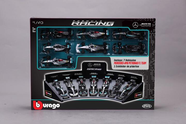 Actual product image Bburago F1 7er-Set Displaykurve Mercedes AMG Petronas 1/43