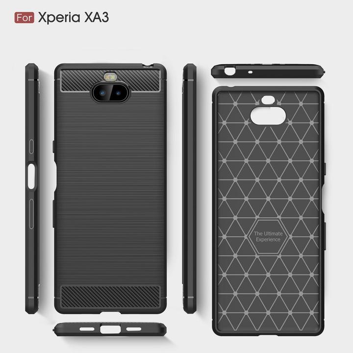 Produktbild Cover-Discount Silikon Gummi Case Metall Carbon Look (Sony Xperia 10)