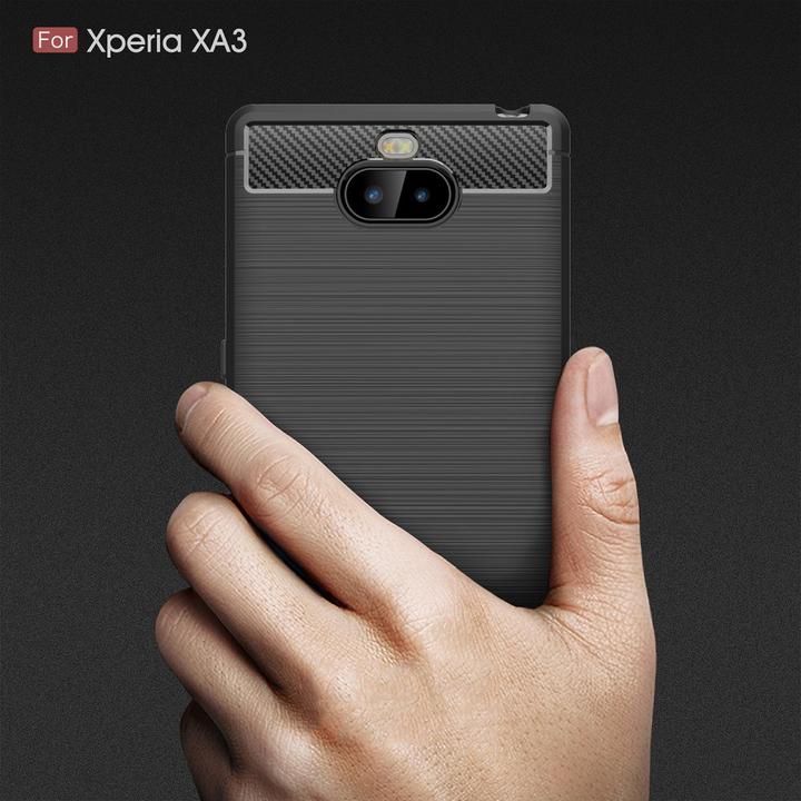 Produktbild Cover-Discount Silikon Gummi Case Metall Carbon Look (Sony Xperia 10)