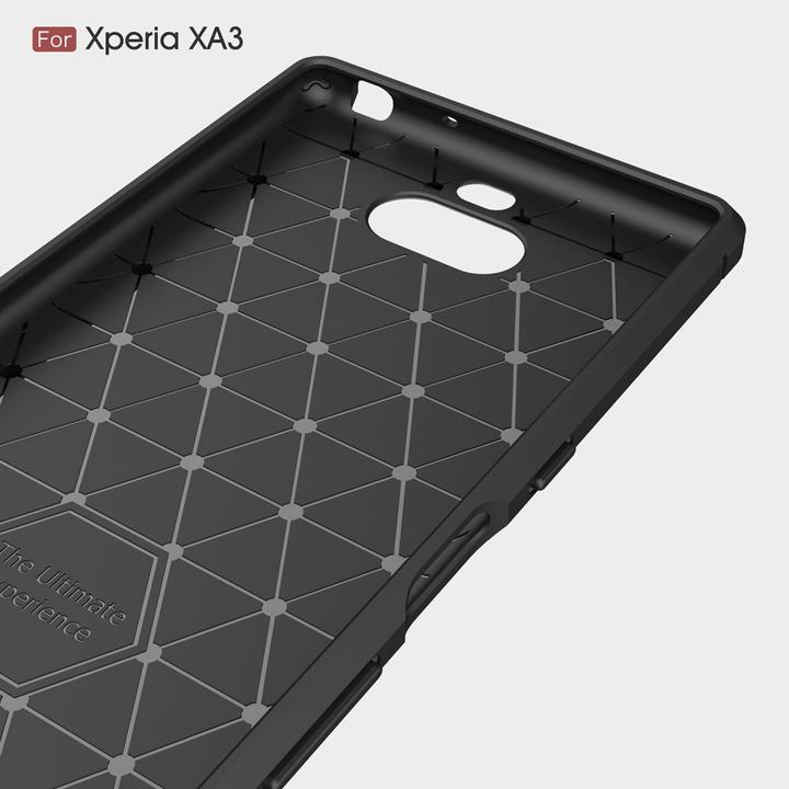 Produktbild Cover-Discount Silikon Gummi Case Metall Carbon Look (Sony Xperia 10)