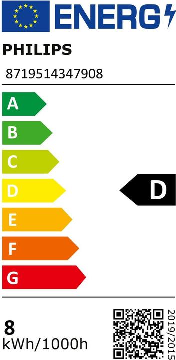 Energie-Label Philips Professional Lampe MASTER VLE LED Bulb (E27, 7.80 W, 1055 lm, 1 x, D)