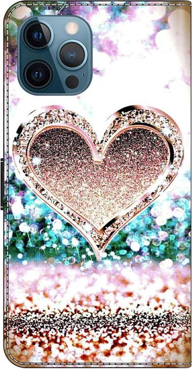 Image du produit Art iPhone 15 Pro Max Livre Etui avec porte-carte coeur doré (Apple iPhone 15 Pro Max)