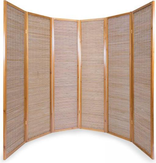Actual product image Homestyle4u 6-panel wooden screen bamboo brown