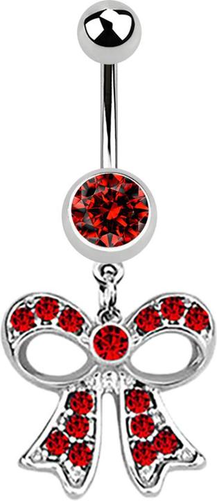 Actual product image Star Piercing Banana silver with red mesh pendant (Surgical steel 316L)