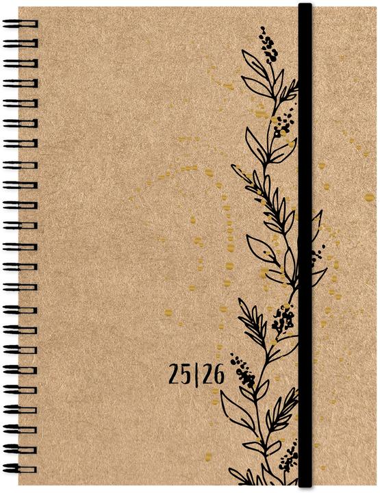 Simplex Schüleragenda KraftPAPIER 25/26 500414.26 1W/2S 17M Tendril ML 12x16.5cm (12 x 16.5 cm, German)