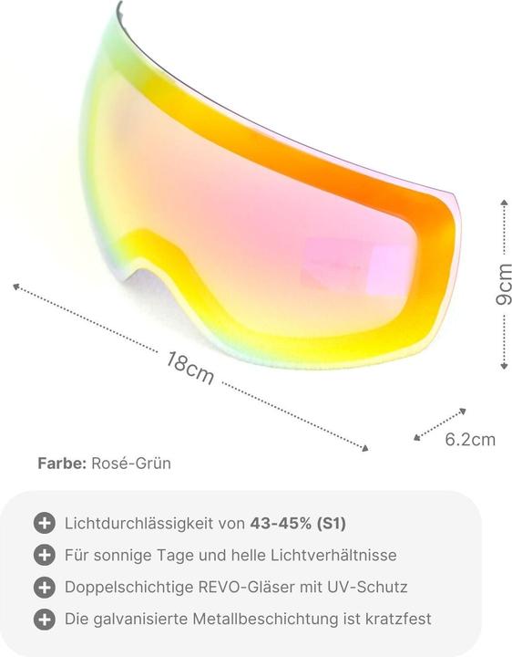 Produktbild Hermex Ersatzglas für magnetische Skibrille Wechselglas Skibrillenglas Snowboardbrillenglas (Skibrille Ersatzglas)